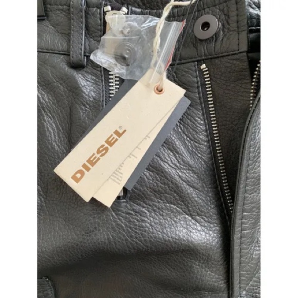 🔥DIESEL P-ZIPPS Black Leather Rocker Biker Pants - Picture 5 of 5